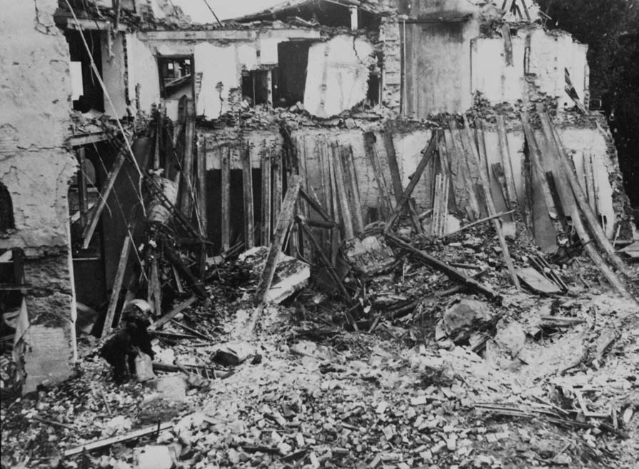 Ruins of the College of the Propagation of the Faith villa after the bombing