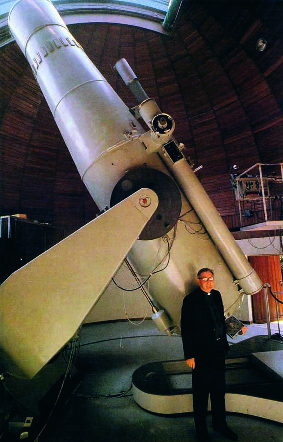 The Schmidt astrograph with Father Martin McCarthy