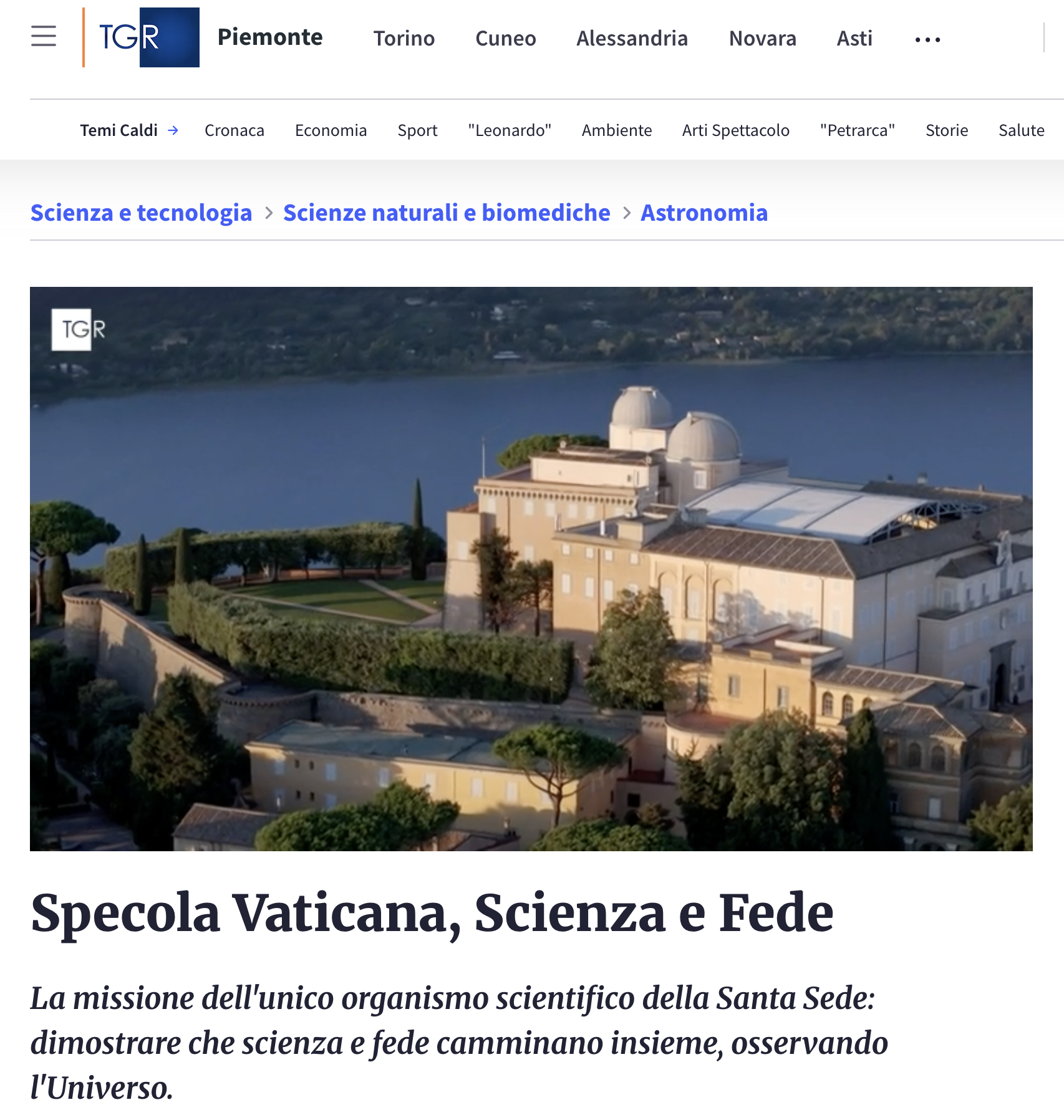 La Specola Vaticana raccontata a TGR Leonardo